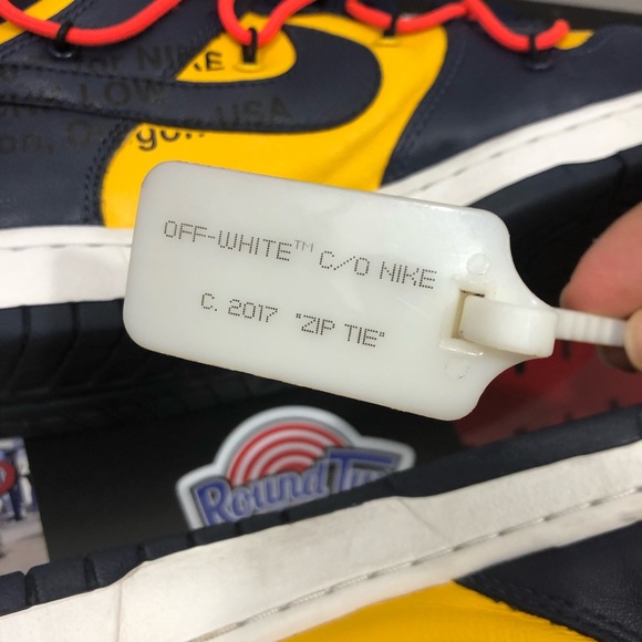 Nike Dunk Low Off-White University Gold/ Midnight Navy - Picture 10 of 12